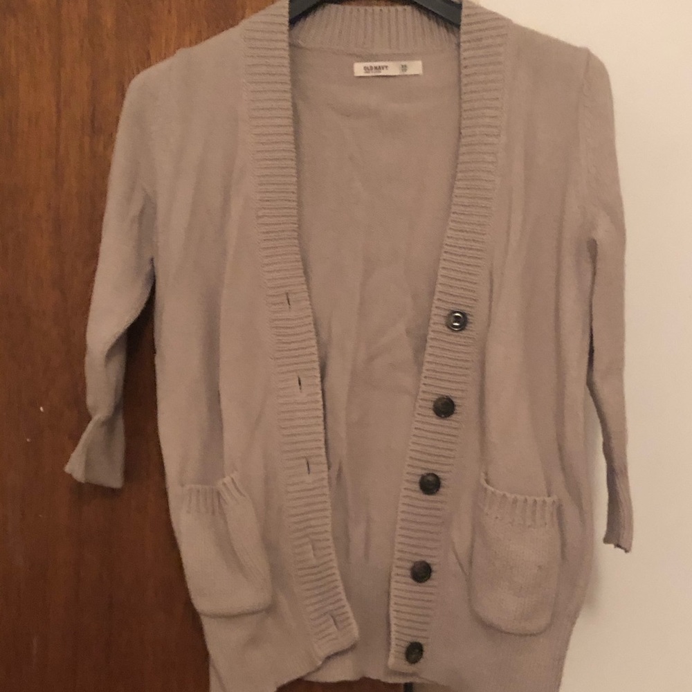 Cropped Arm Beige Cardigan (XS)